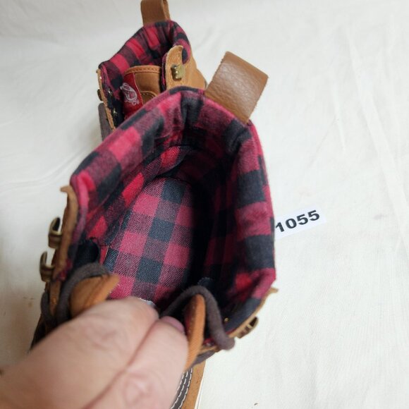 Vans Off the Wall Mens 5 Women 6.5 Brown Suede Skate Sneakers Red Black Plaid - Picture 8 of 9